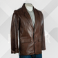 Men's Handmade Dark Brown Sheep Nappa Leather Blazer – Premium Tailored Coat