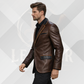 Men's Dark Brown Genuine Leather Blazer