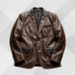 Men's Dark Brown Genuine Leather Blazer