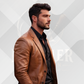 Men's Cognac Genuine Lambskin Leather Blazer