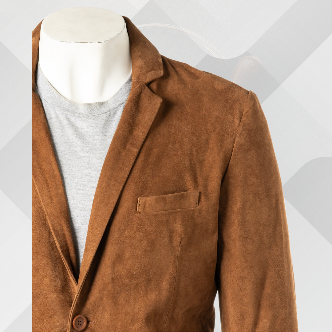 Men's Tan Genuine Suede Leather Blazer