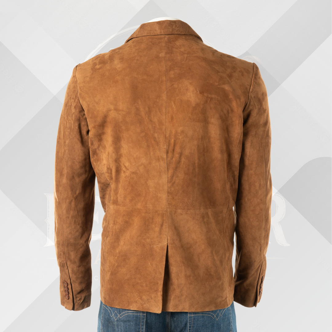 Men's Tan Genuine Suede Leather Blazer