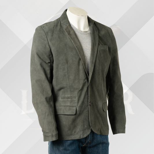 Men's Handmade Grey Sheep Suede Blazer