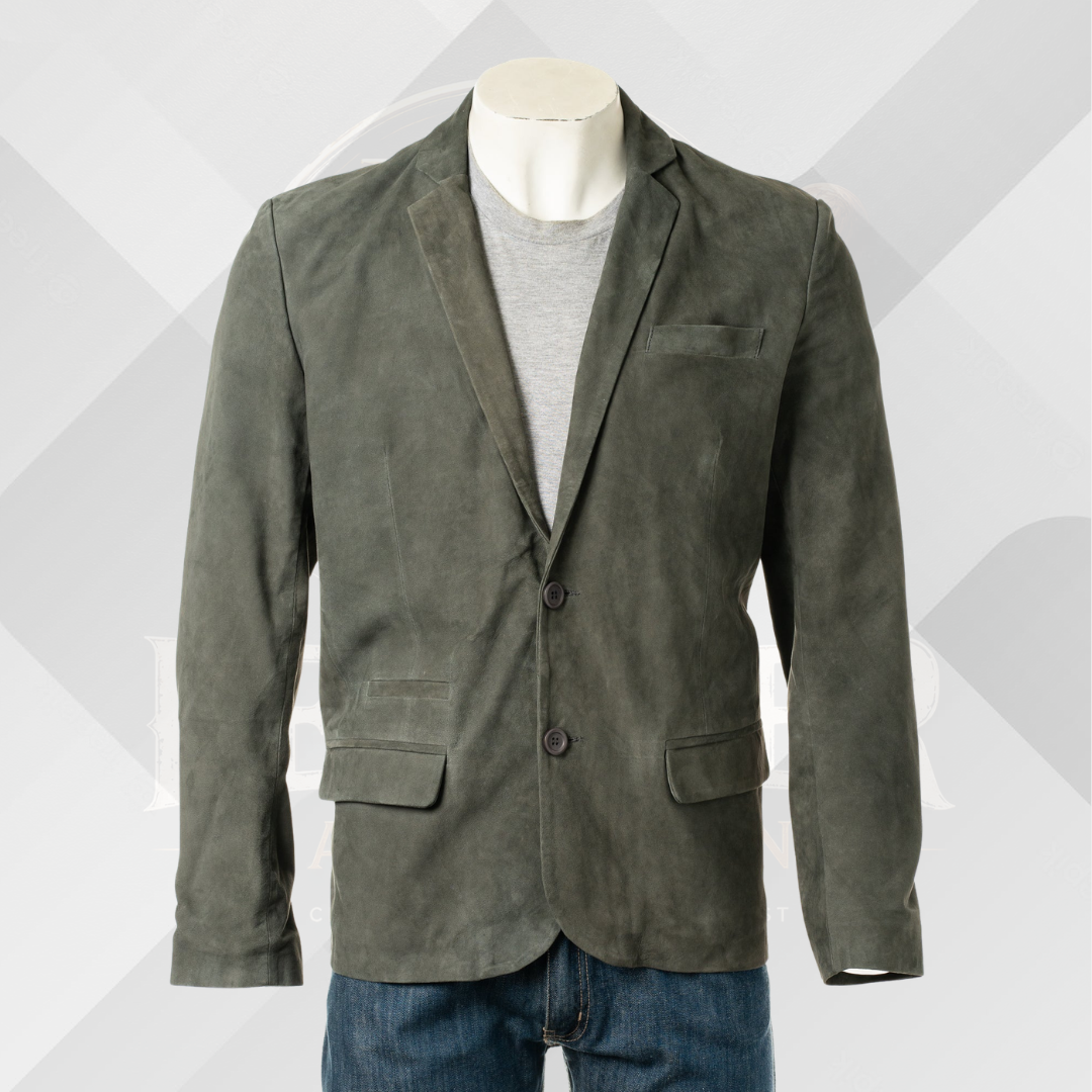 Men's Handmade Grey Sheep Suede Blazer