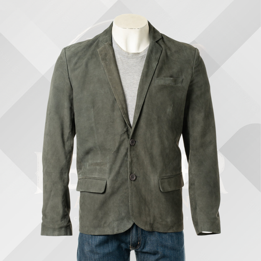 Men's Handmade Grey Sheep Suede Blazer