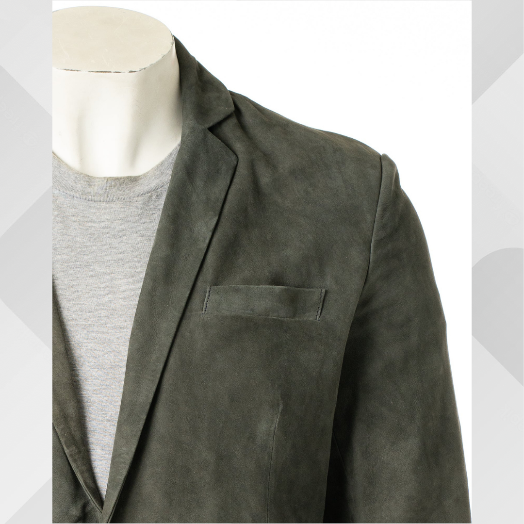 Men's Handmade Grey Sheep Suede Blazer