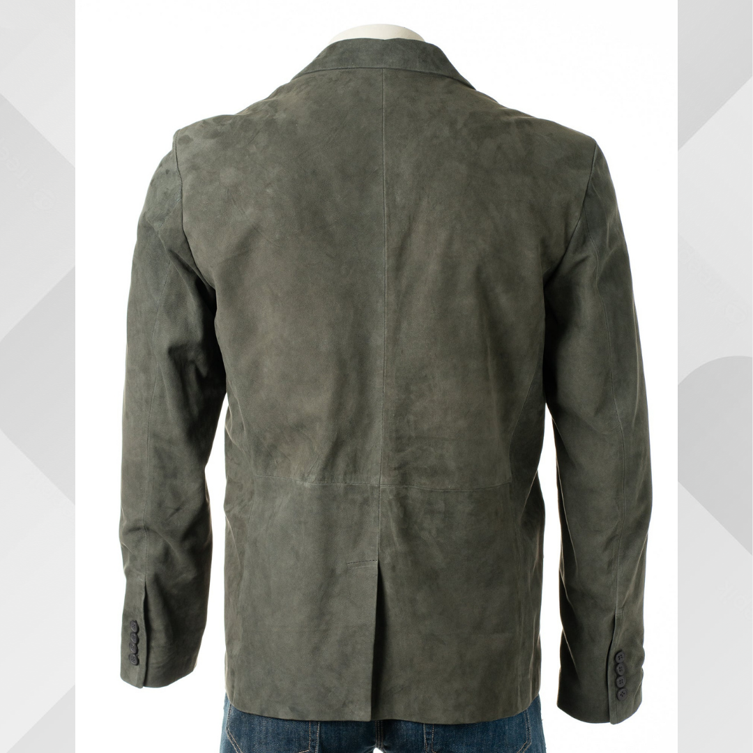 Men's Handmade Grey Sheep Suede Blazer