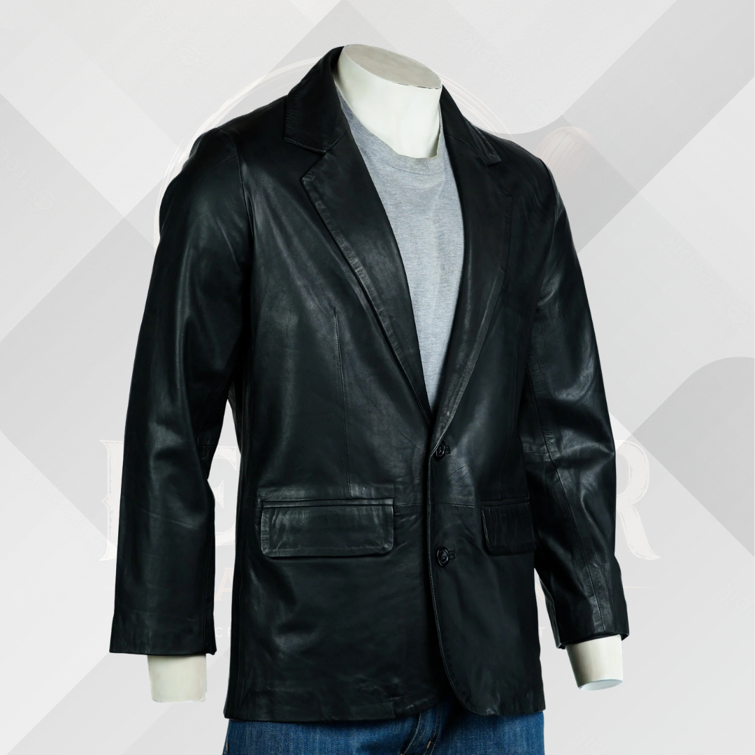 Men's Handmade Black Sheep Nappa Leather Blazer