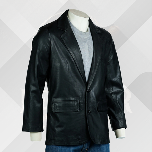 Men's Handmade Black Sheep Nappa Leather Blazer