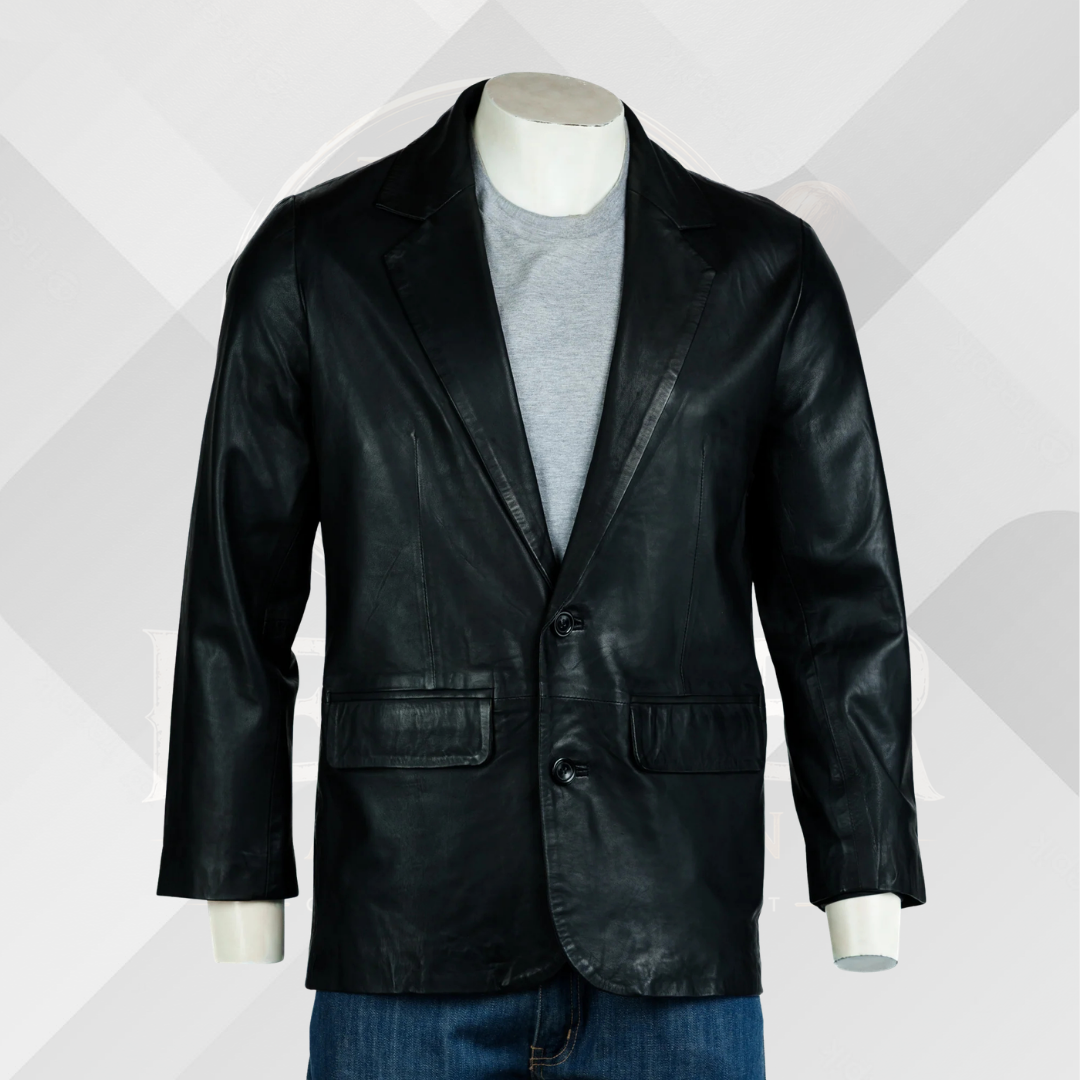 Men's Handmade Black Sheep Nappa Leather Blazer