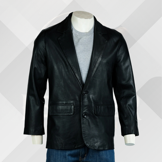 Men's Handmade Black Sheep Nappa Leather Blazer