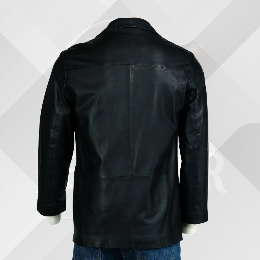 Men's Handmade Black Sheep Nappa Leather Blazer