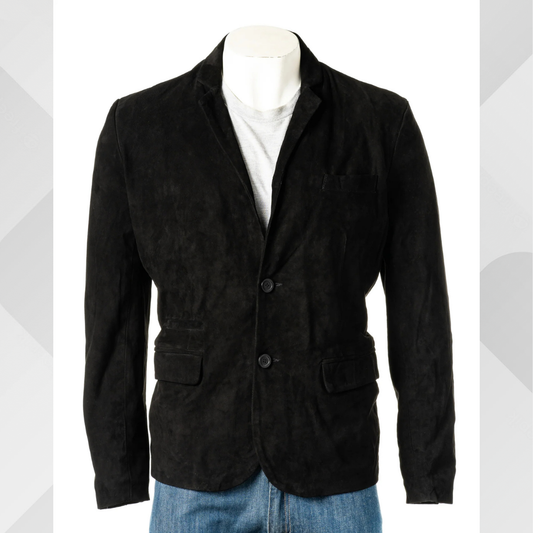 Men's Handmade Black Sheep Suede Blazer