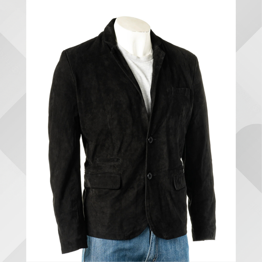 Men's Handmade Black Sheep Suede Blazer