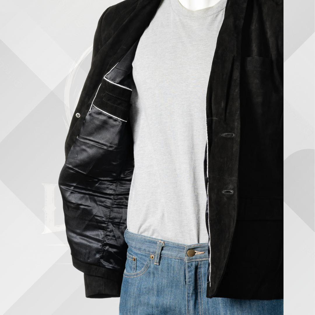 Men's Handmade Black Sheep Suede Blazer