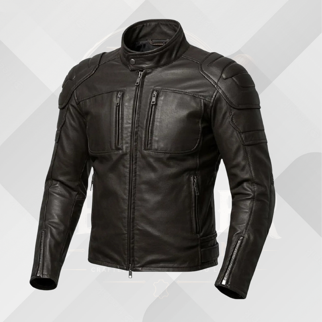 Men's Black Leather Biker Jacket – Classic Motorcycle Coat