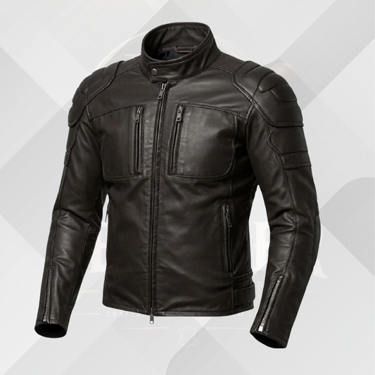 Men's Black Leather Biker Jacket – Classic Motorcycle Coat