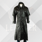 Men's Black Full Length Genuine Leather Duster Coat