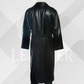 Men's Black Genuine Leather Long Coat – Classic Belted Winter Overcoat