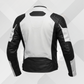 Men's Black White Motorcycle Leather Jacket – Genuine Cowhide