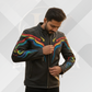 Men's Rainbow Stripe Leather Biker Jacket – Handmade Moto Coat