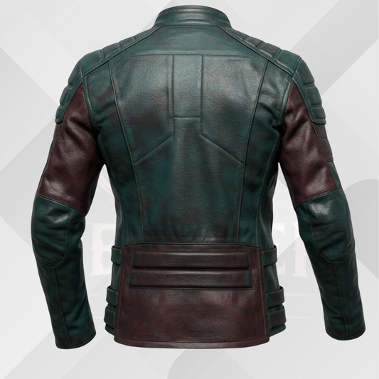 Men's Green Burgundy Motorcycle Leather Jacket – Slim Fit