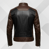 Men's Brown Black Leather Cafe Racer Jacket – Genuine Sheep Leather