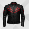 Men's Black Cowhide Cafe Racer Jacket – Red Stripe Handmade