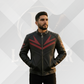Men's Black Cowhide Cafe Racer Jacket – Red Stripe Handmade