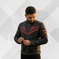 Men's Black Cowhide Cafe Racer Jacket – Red Stripe Handmade