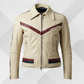 Men's Cream Motorcycle Leather Jacket – Retro Racing Cowhide