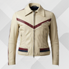 Men's Cream Motorcycle Leather Jacket – Retro Racing Cowhide