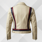 Men's Cream Motorcycle Leather Jacket – Retro Racing Cowhide