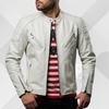 Men's White Leather Biker Jacket – Handmade Custom Moto Style