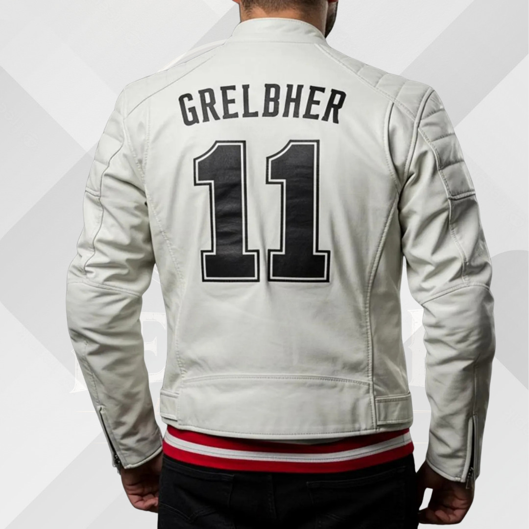 Men's White Leather Biker Jacket – Handmade Custom Moto Style