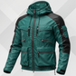 Handmade Men's Green Black Leather Hooded Jacket