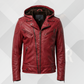 Handmade Men's Scarlet Red Leather Motorcycle Jacket