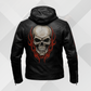 Men's Hooded Black Cowhide Leather Biker Jacket