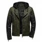 Men's Vintage Green Black Leather Jacket with Hood