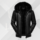Men's Black B3 Shearling Leather Jacket with Fur Hood