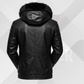 Men's Black B3 Shearling Leather Jacket with Fur Hood