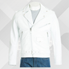 Men's White Classic Brando Leather Biker Jacket