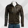 Men's Antique Black Vintage Leather Biker Jacket – Handmade