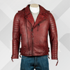 Men's Antique Burgundy Handmade Leather Biker Jacket