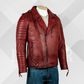 Men's Antique Burgundy Handmade Leather Biker Jacket