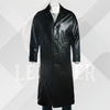 Men's Black Handmade Leather Overcoat