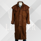 Men's Deep Tan Nubuck Leather Full Length Duster Coat