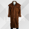 Men's Deep Tan Nubuck Leather Full Length Duster Coat