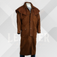 Men's Deep Tan Nubuck Leather Full Length Duster Coat
