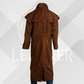 Men's Deep Tan Nubuck Leather Full Length Duster Coat